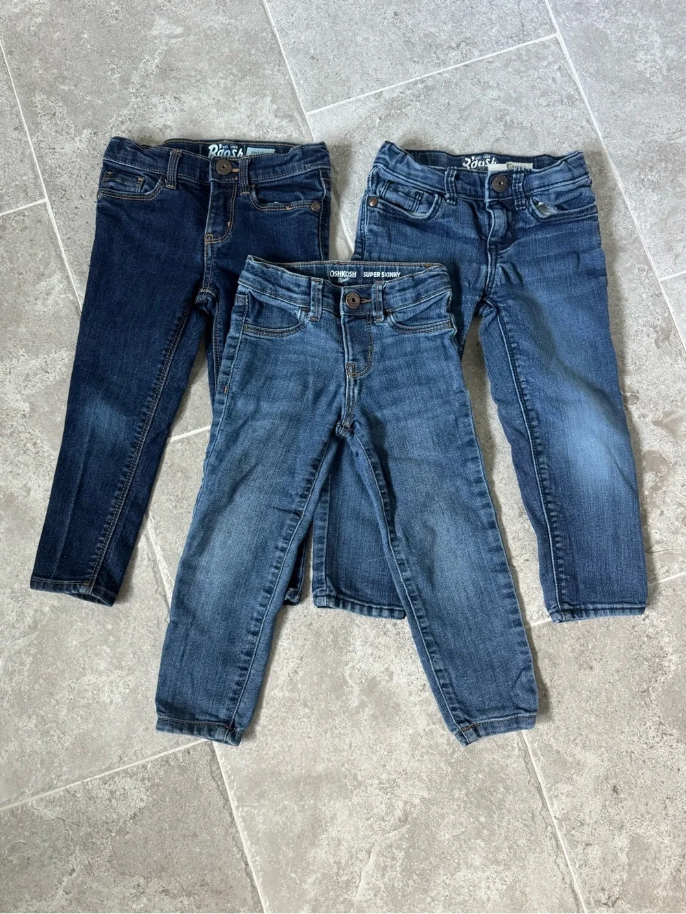 OshKosh B'gosh Girls Skinny Jeans Set in Dark, Medium and Light Blue
